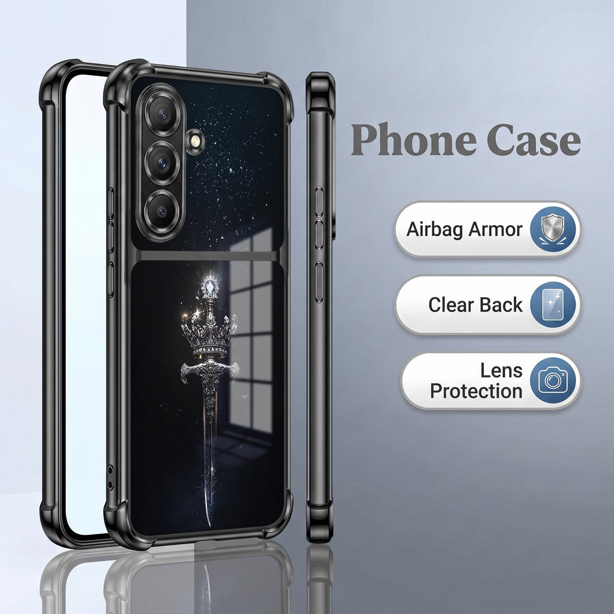 Samsung Galaxy A36 5G Royal Crown Sword Dual-Tone Transparent Airbags Case