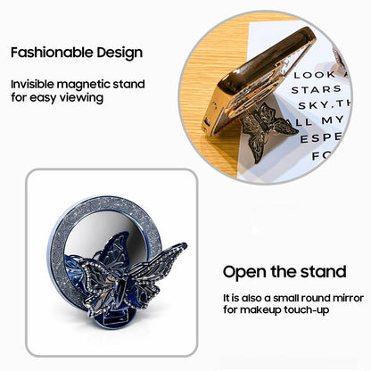 Motorola Edge 60 Pro 5G Butterfly-shaped magnetic stand with round mirror on a white background