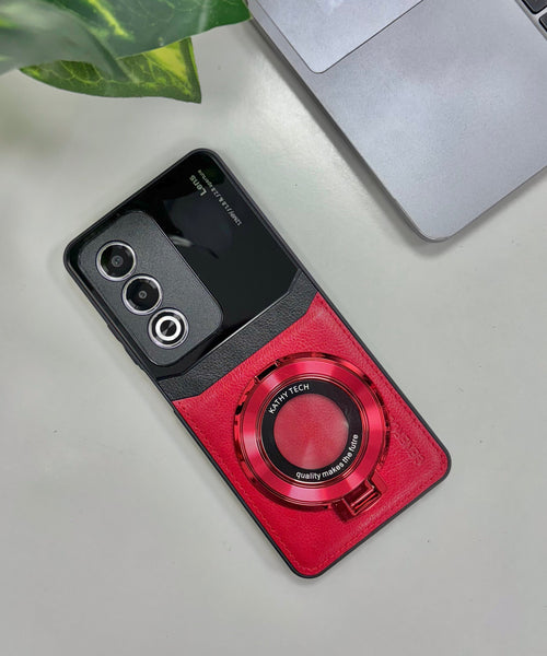 Oppo A3 Pro 5G Original Luxury Leather Lens Magnifier Ring Stand Case