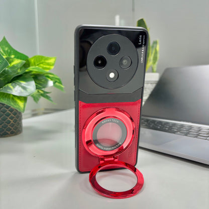 Oppo F27 Pro+ 5G Original Luxury Leather Lens Magnifier Ring Stand Case
