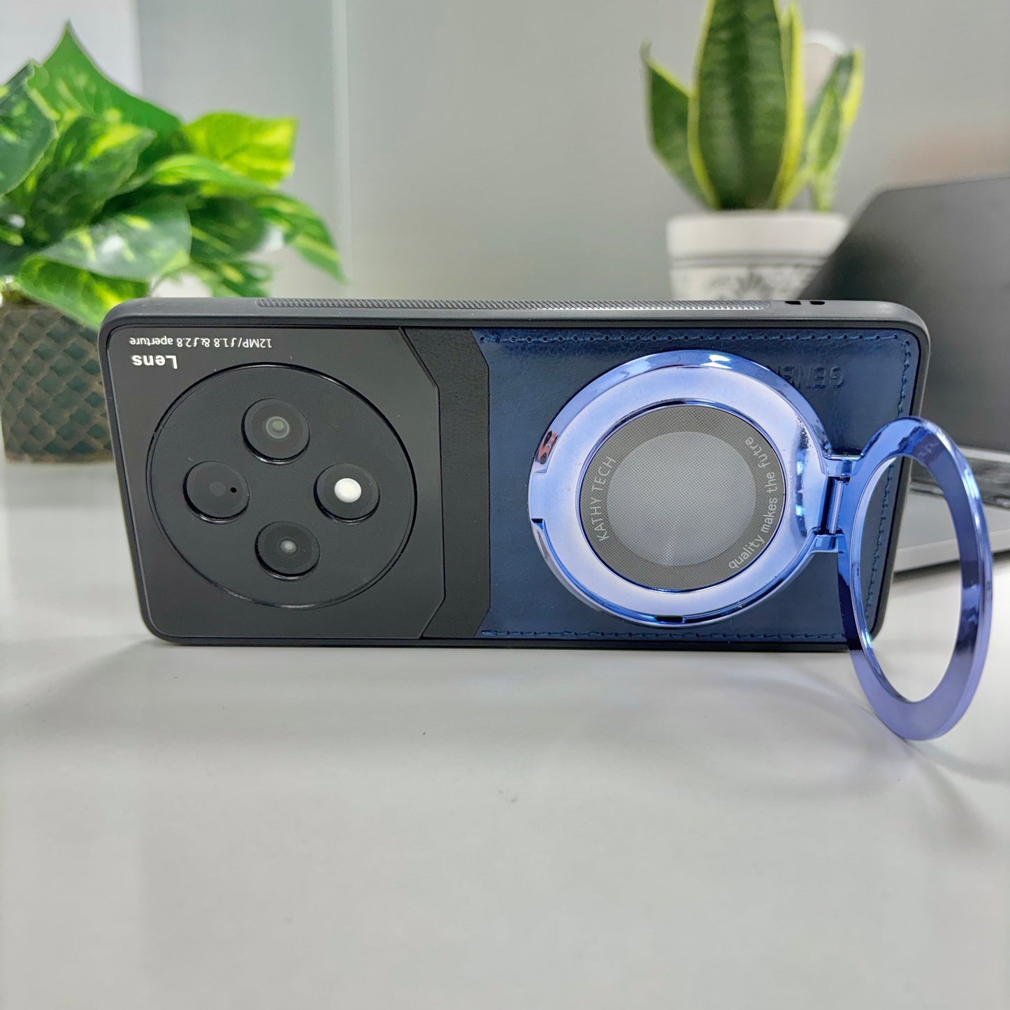 Oppo F27 Pro+ 5G Original Luxury Leather Lens Magnifier Ring Stand Case