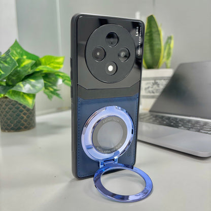 Oppo F27 Pro+ 5G Original Luxury Leather Lens Magnifier Ring Stand Case