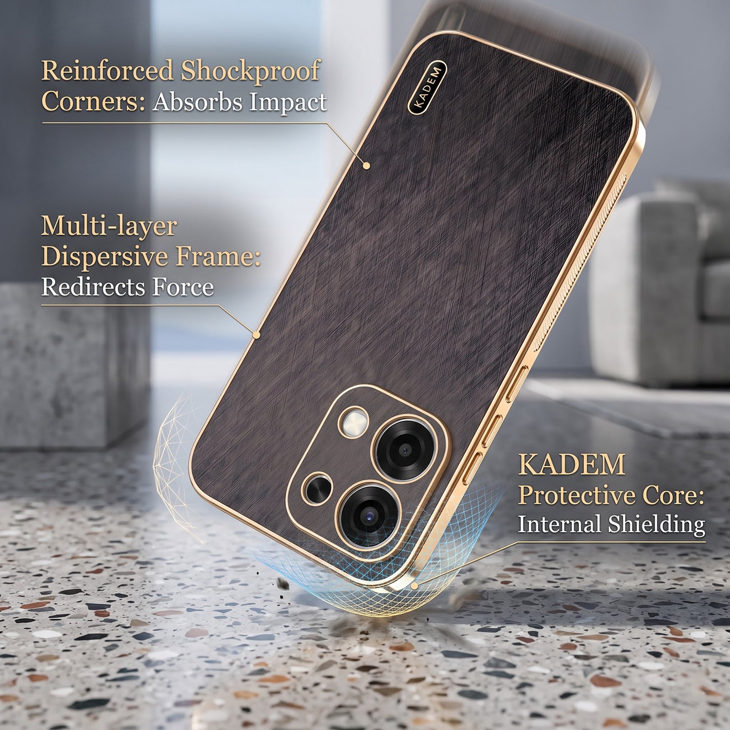 Oppo F31 5G Premium Electroplated Frame Gold Thread Pattern Soft Case