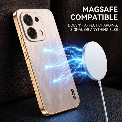 Oppo F31 5G Premium Electroplated Frame Gold Thread Pattern Soft Case