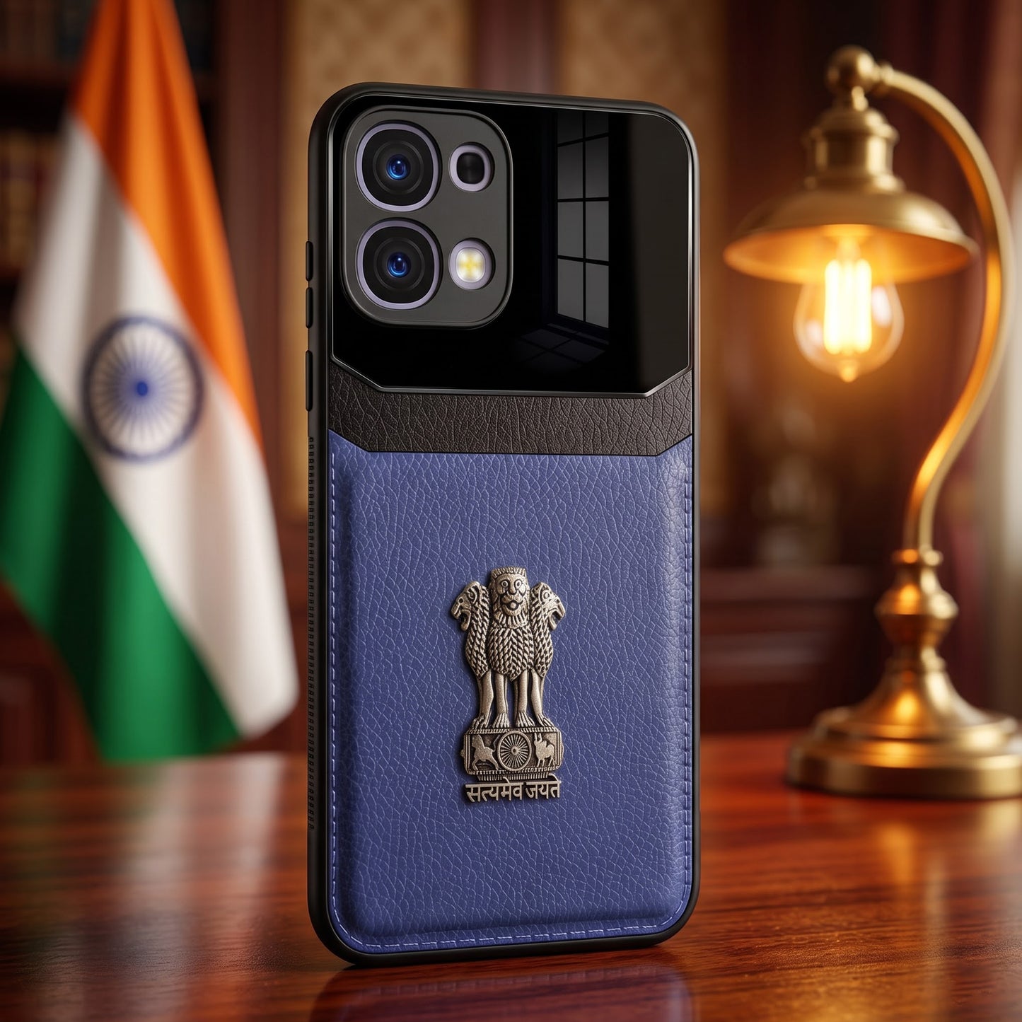 Oppo F31 5G Satyamev Jayate 3D Metal Leather Back Case