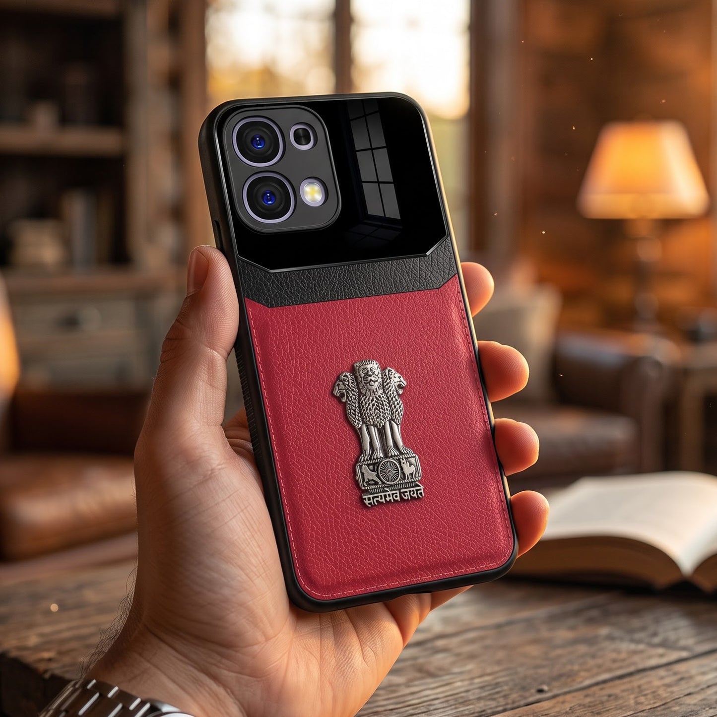 Oppo F31 5G Satyamev Jayate 3D Metal Leather Back Case