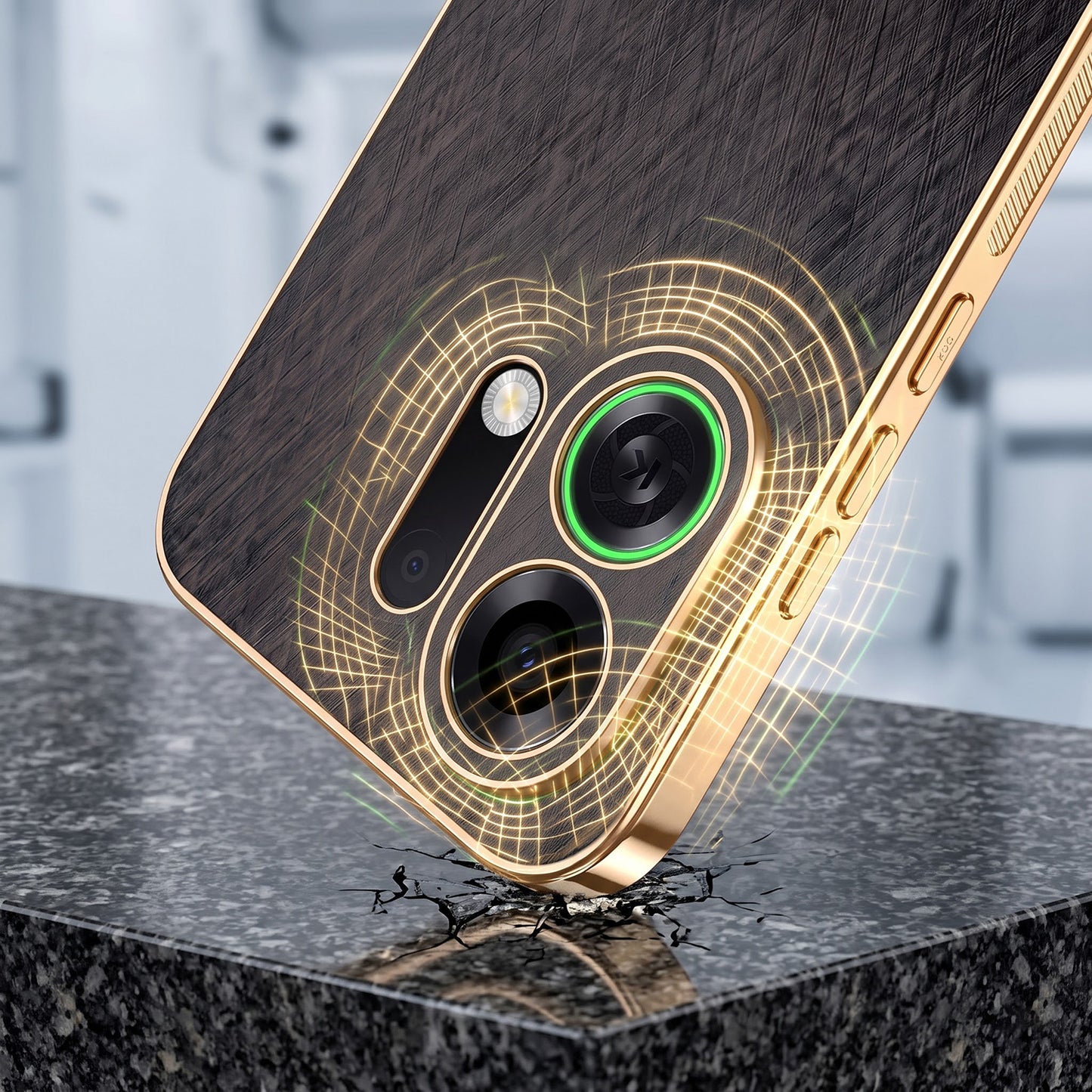 Oppo Reno K13 Turbo 5G Premium Electroplated Frame Gold Thread Pattern Soft Case