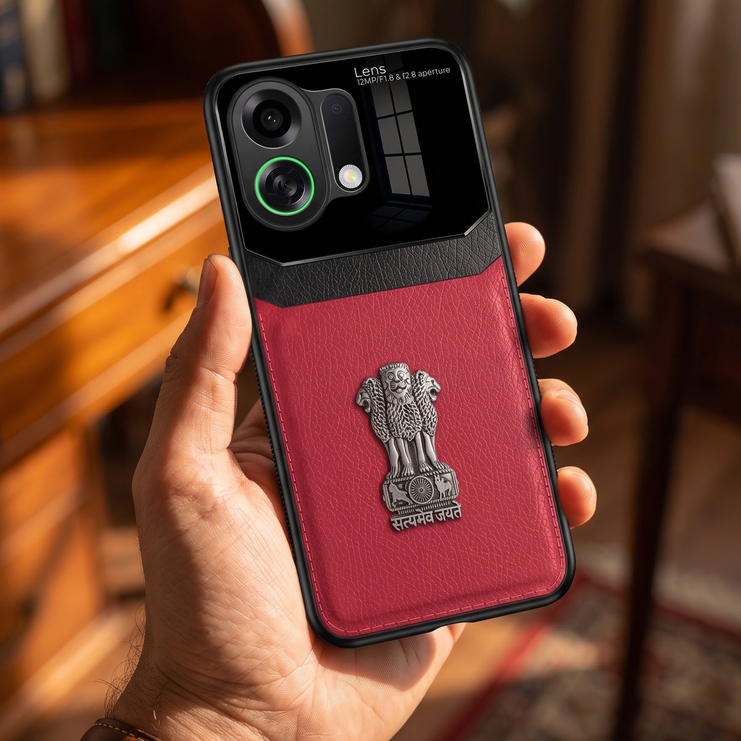 Oppo K13 Turbo 5G Satyamev Jayate 3D Metal Leather Back Case