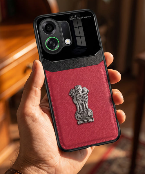 Oppo K13 Turbo 5G Satyamev Jayate 3D Metal Leather Back Case