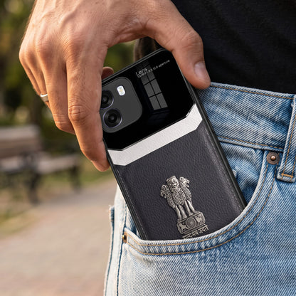 Oppo K14 5G Satyamev Jayate 3D Metal Leather Back Case