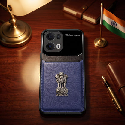 Oppo Reno 13 Pro 5G Satyamev Jayate 3D Metal Leather Back Case