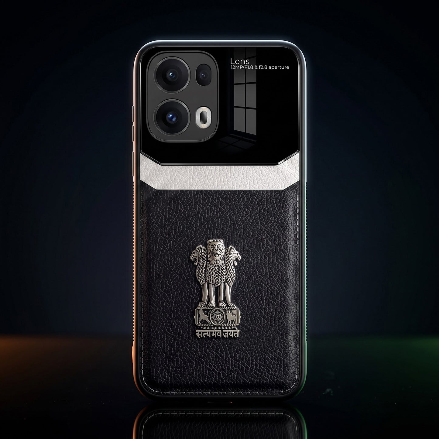 Oppo Reno 13 Pro 5G Satyamev Jayate 3D Metal Leather Back Case