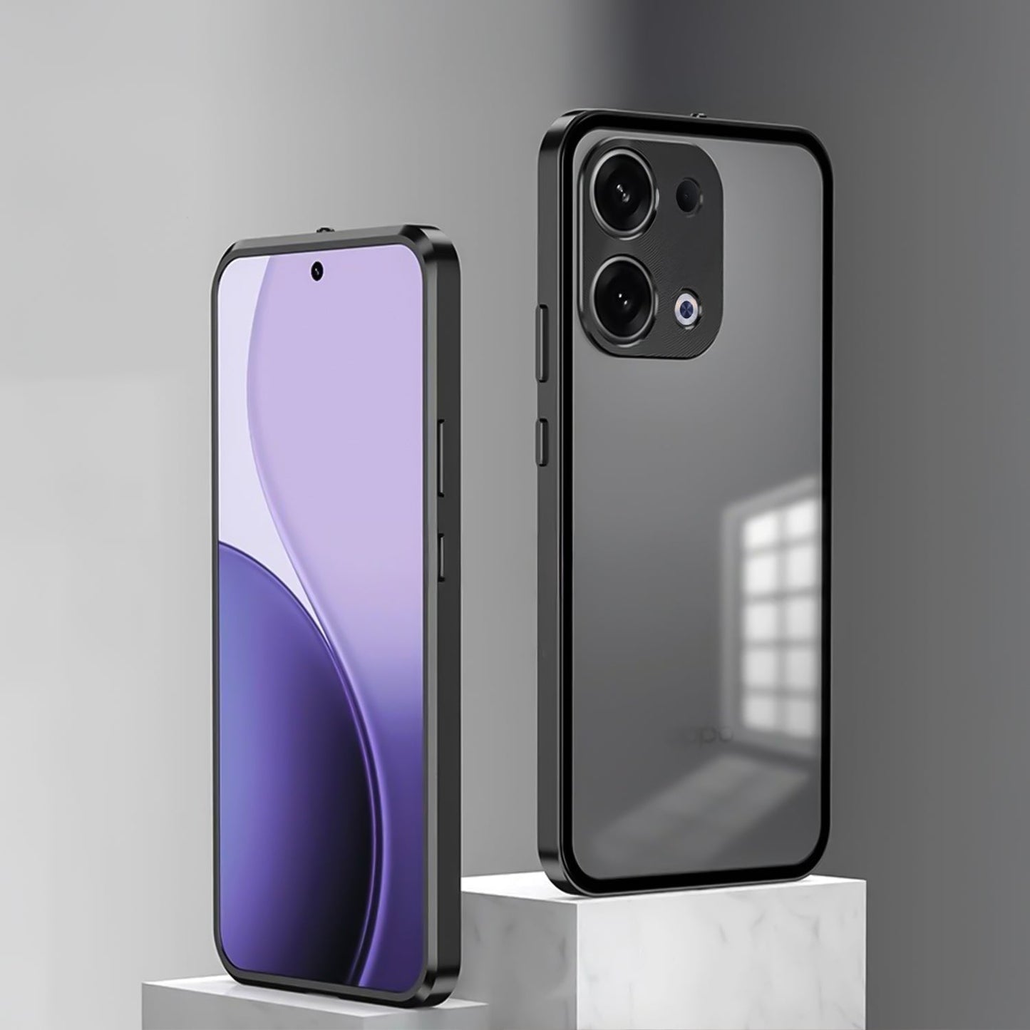 Oppo Reno 13 5G Aluminium Metal Bumper Shield Transparent Back Case