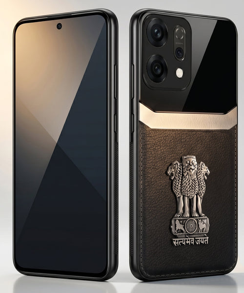 Oppo Reno 14 5G Satyamev Jayate 3D Metal Leather Back Case