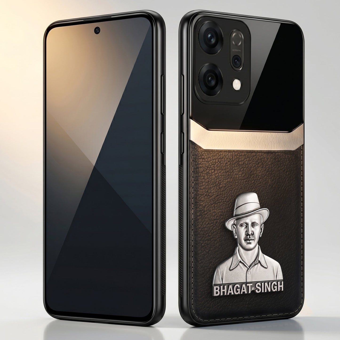 Oppo Reno 14 5G Shaheed Bhagat Singh 3D Metal Leather Back Case