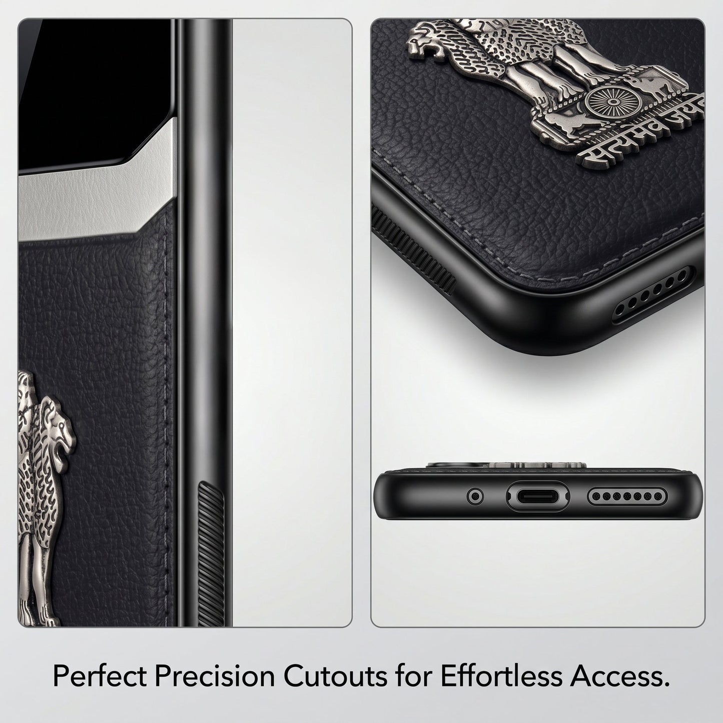 Oppo Reno 14 5G Satyamev Jayate 3D Metal Leather Back Case