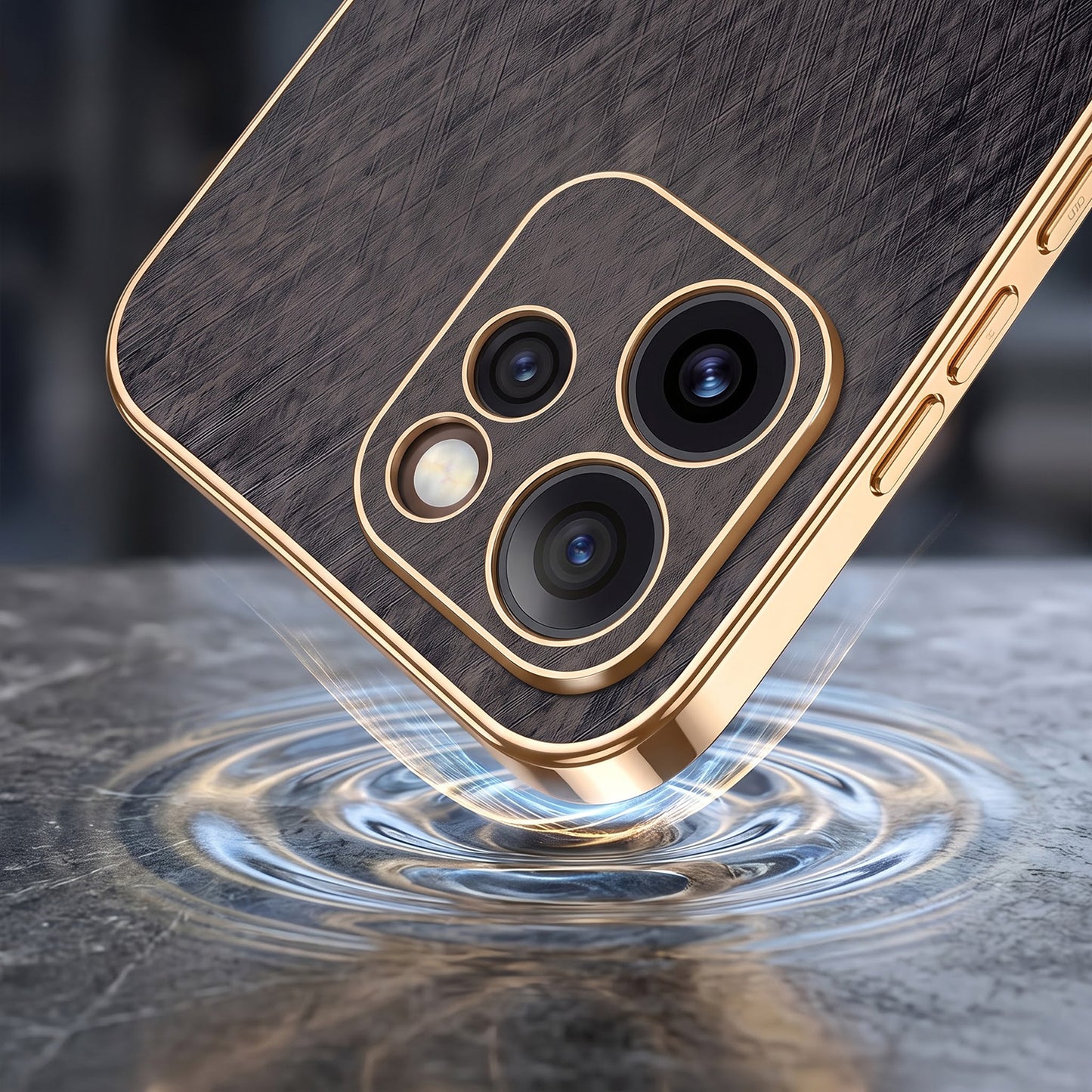 Oppo Reno 15 Pro Mini 5G Premium Electroplated Frame Gold Thread Pattern Soft Case