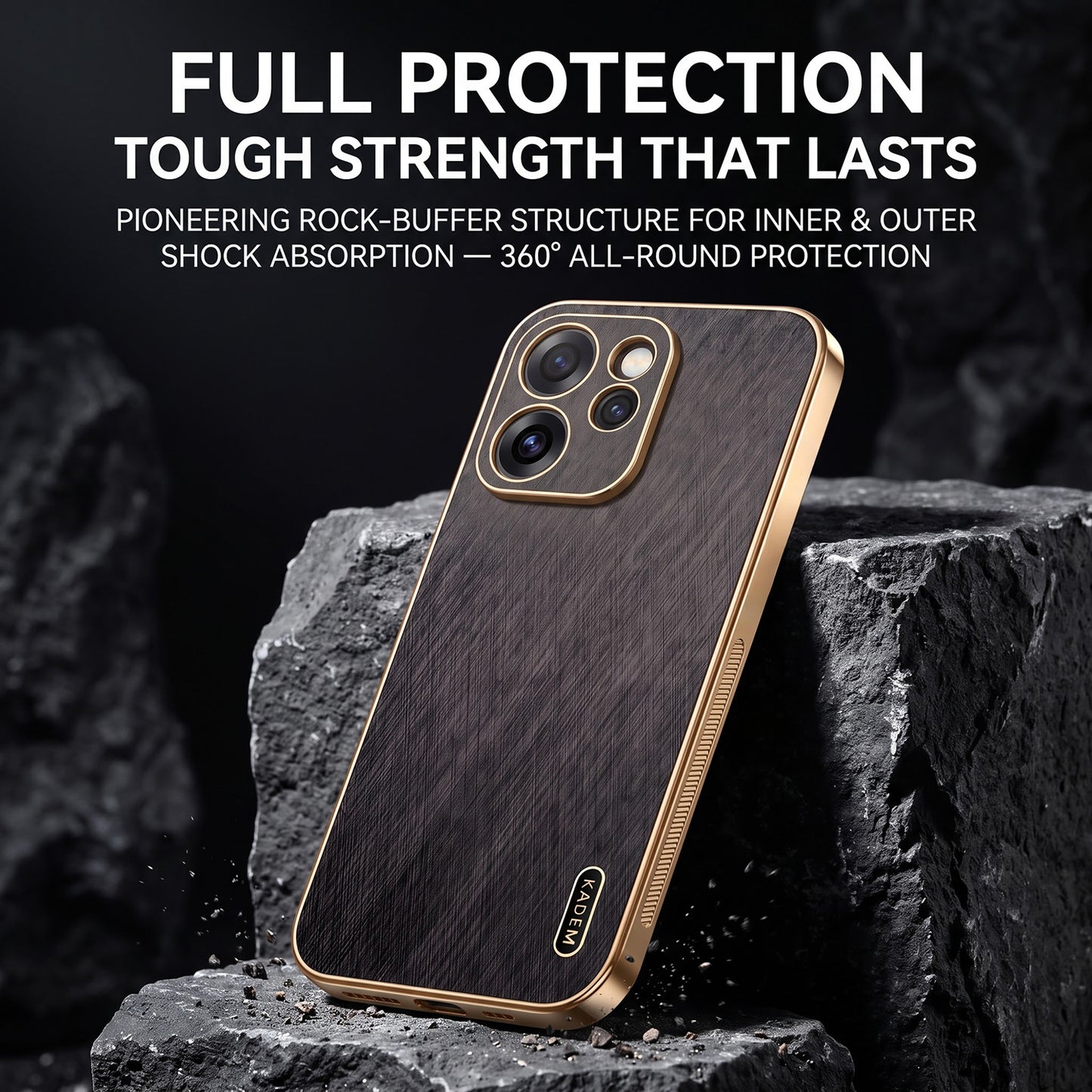 Oppo Reno 15 Pro Mini 5G Premium Electroplated Frame Gold Thread Pattern Soft Case