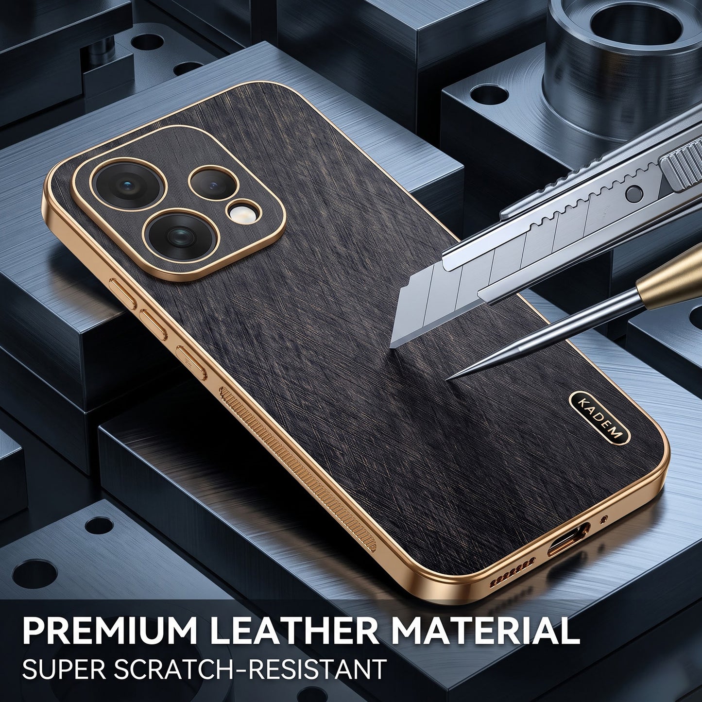 Oppo Reno 15 5G Premium Electroplated Frame Gold Thread Pattern Soft Case