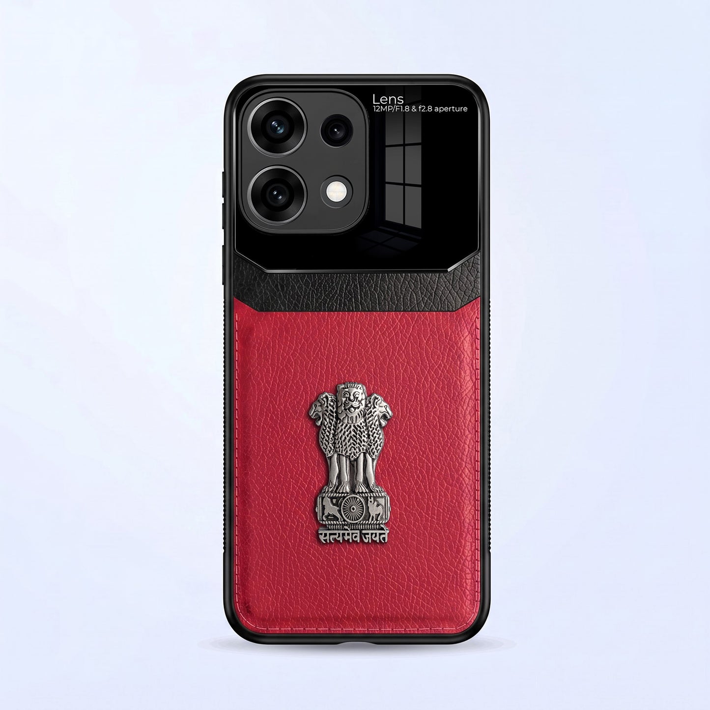 Oppo Reno16c 5G Satyamev Jayate 3D Metal Leather Back Case