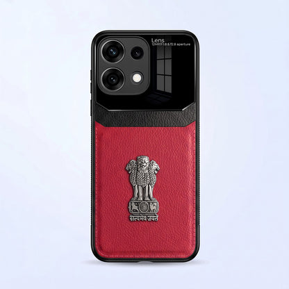Oppo Reno16c 5G Satyamev Jayate 3D Metal Leather Back Case