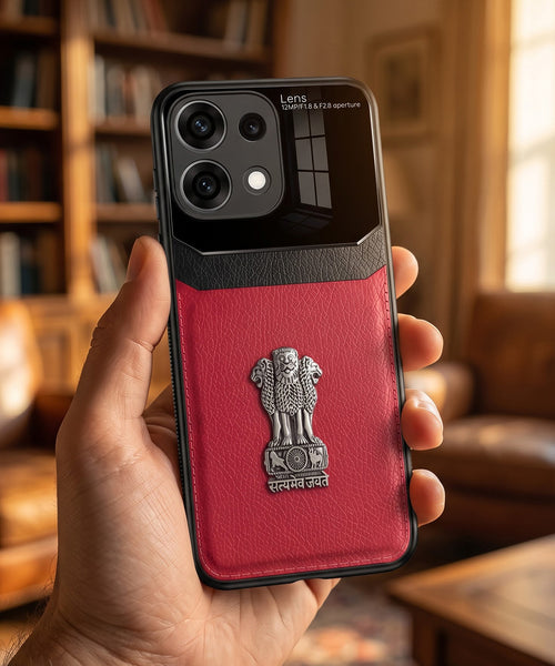 Oppo Reno16c 5G Satyamev Jayate 3D Metal Leather Back Case