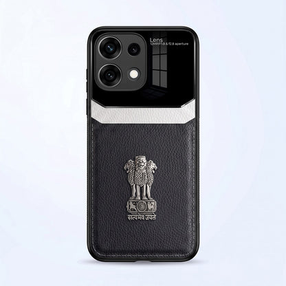 Oppo Reno16c 5G Satyamev Jayate 3D Metal Leather Back Case