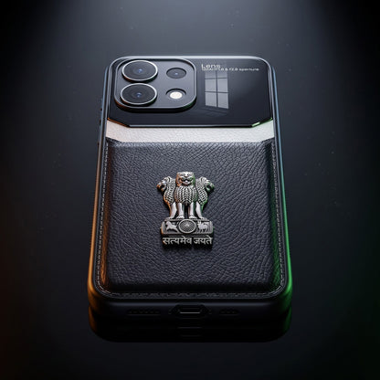 Oppo Reno16c 5G Satyamev Jayate 3D Metal Leather Back Case