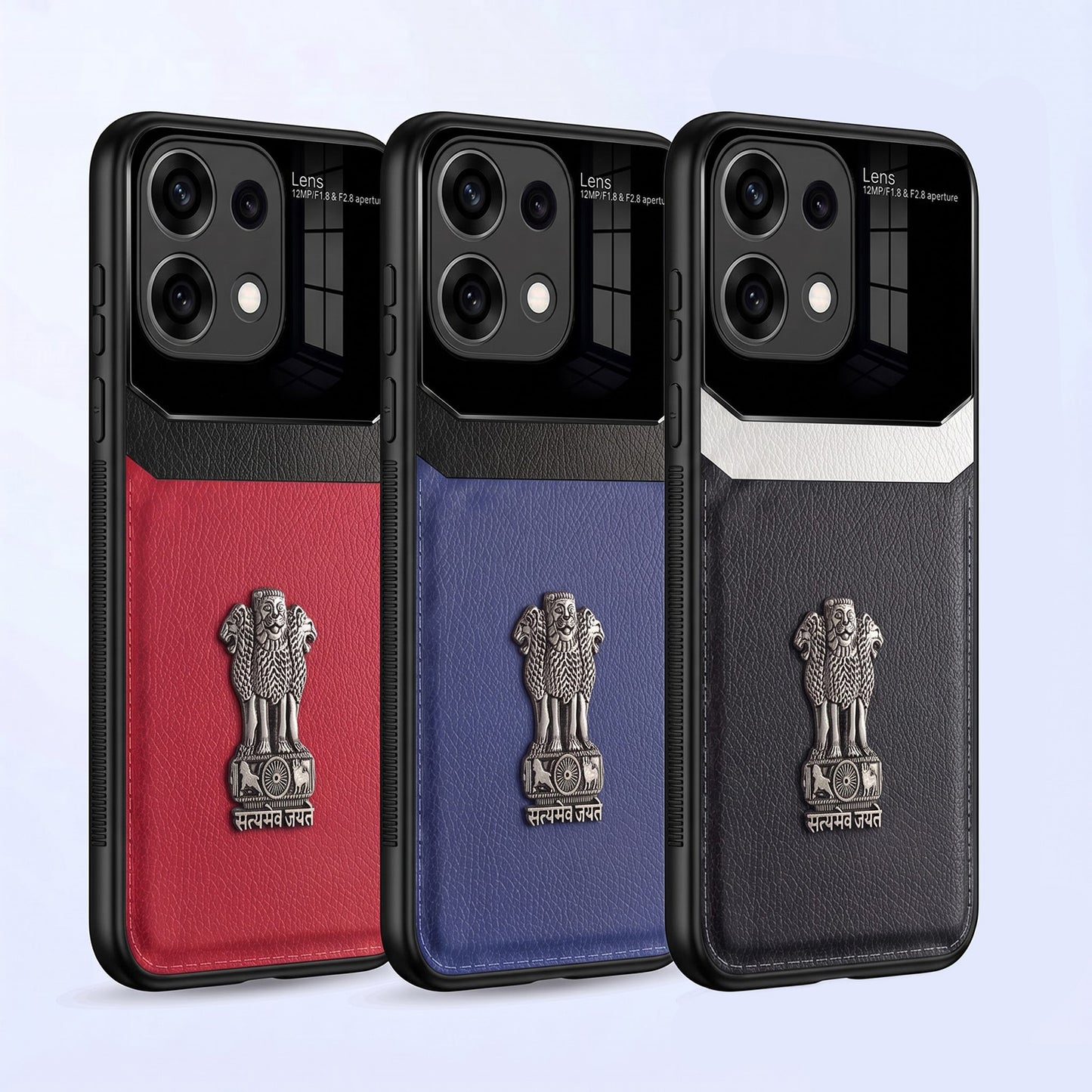 Oppo Reno16c 5G Satyamev Jayate 3D Metal Leather Back Case
