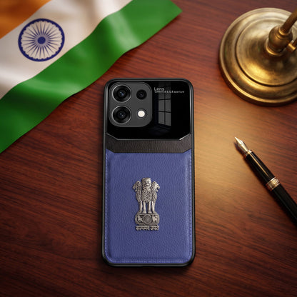 Oppo Reno16c 5G Satyamev Jayate 3D Metal Leather Back Case