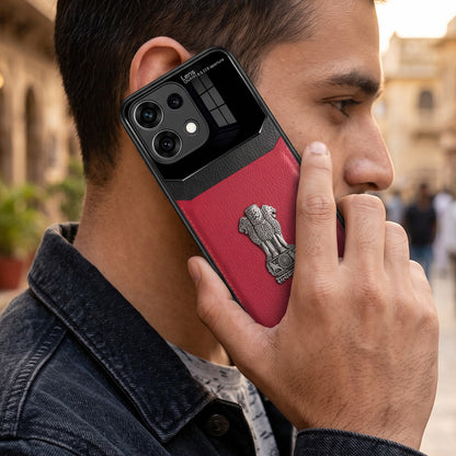 Oppo Reno16c 5G Satyamev Jayate 3D Metal Leather Back Case
