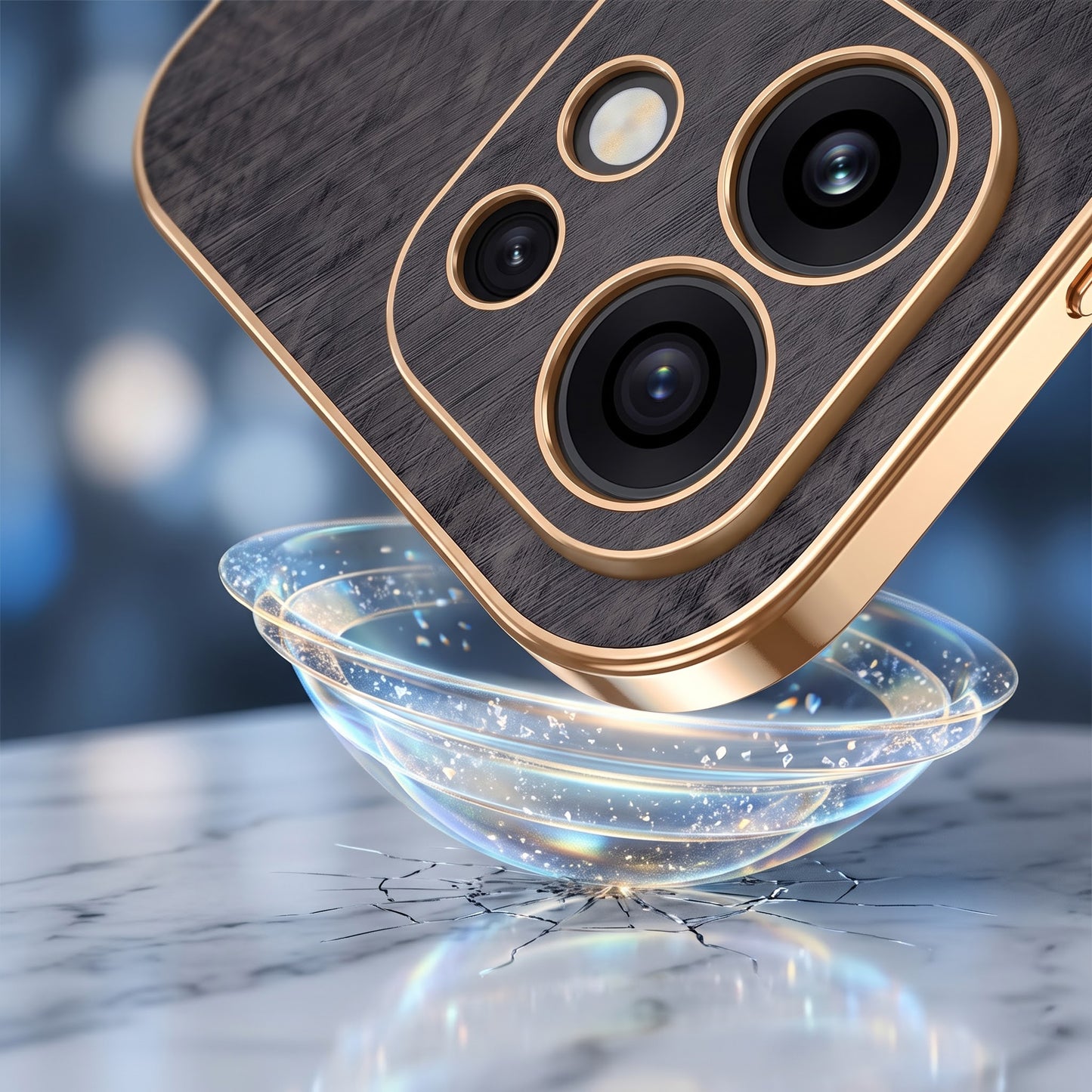 Oppo Reno 16 5G Premium Electroplated Frame Gold Thread Pattern Soft Case
