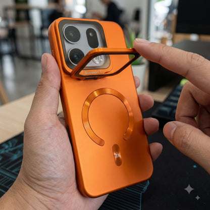 Oppo Find X9 5G Luxury Magnetic Matte Phone Case with Flip-Up Camera Ring Kickstand Slim Shockproof MagSafe Compatible Cover