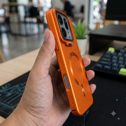 Oppo Find X9 5G Luxury Magnetic Matte Phone Case with Flip-Up Camera Ring Kickstand Slim Shockproof MagSafe Compatible Cover