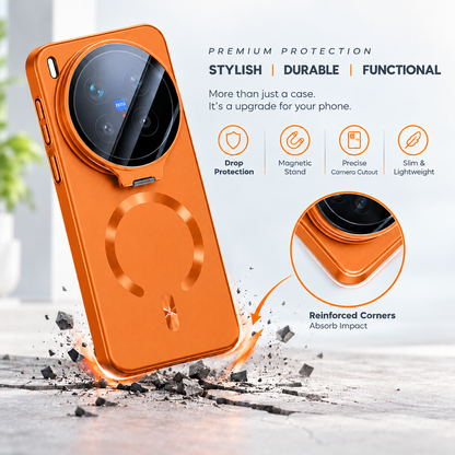 Vivo X300 & X300 Pro 5G MagSafe Orange Camera Ring Stand Shockproof Protective Case