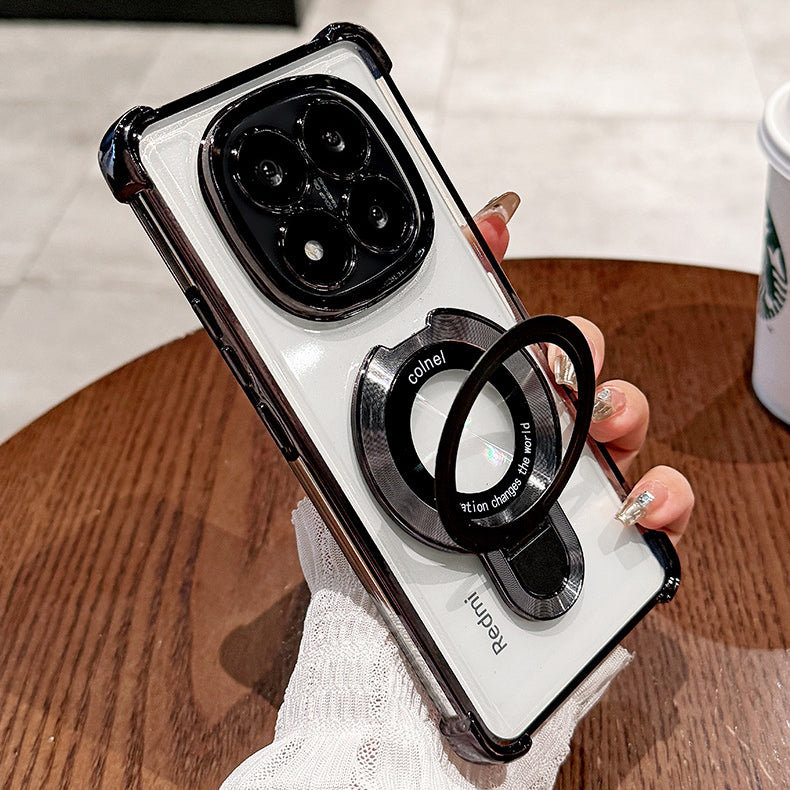Redmi Note 14 Pro 5G Original Luxury Magnifier Ring Stand Shockproof Airbags Corner Case