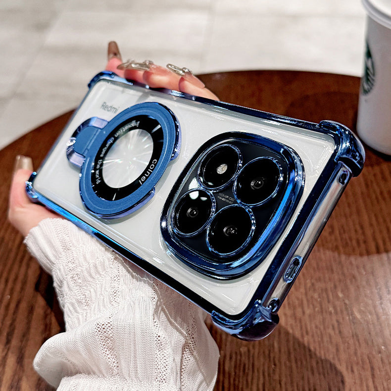 Redmi Note 14 Pro 5G Original Luxury Magnifier Ring Stand Shockproof Airbags Corner Case