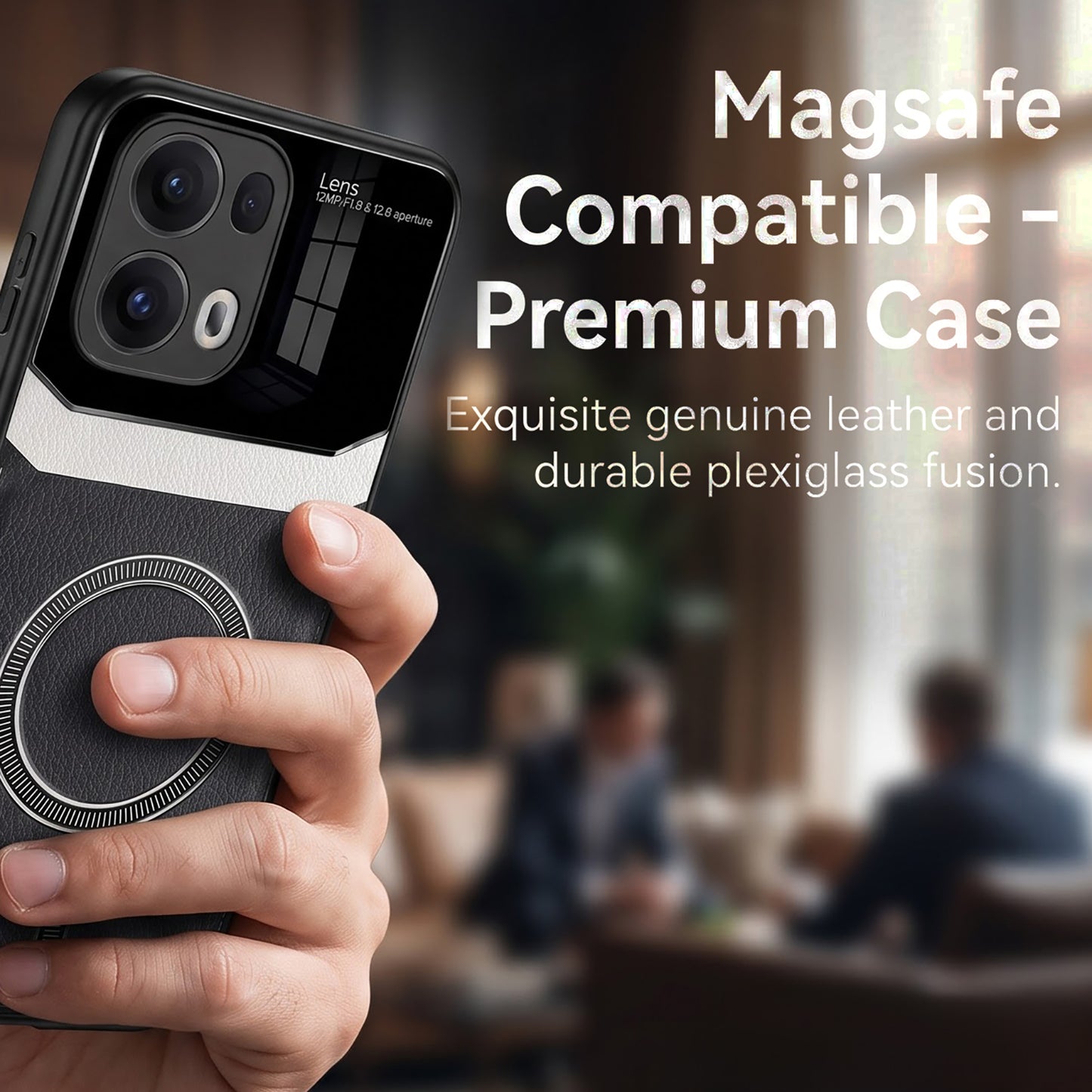 Oppo Reno 13 Pro 5G Premium Magsafe Magnetic Leather Lens Protective Case