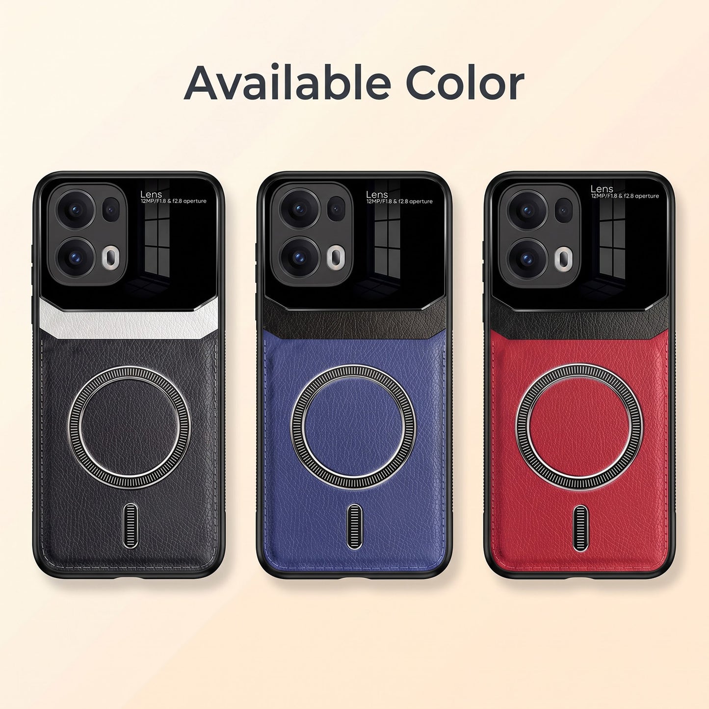 Oppo Reno 13 Pro 5G Premium Magsafe Magnetic Leather Lens Protective Case