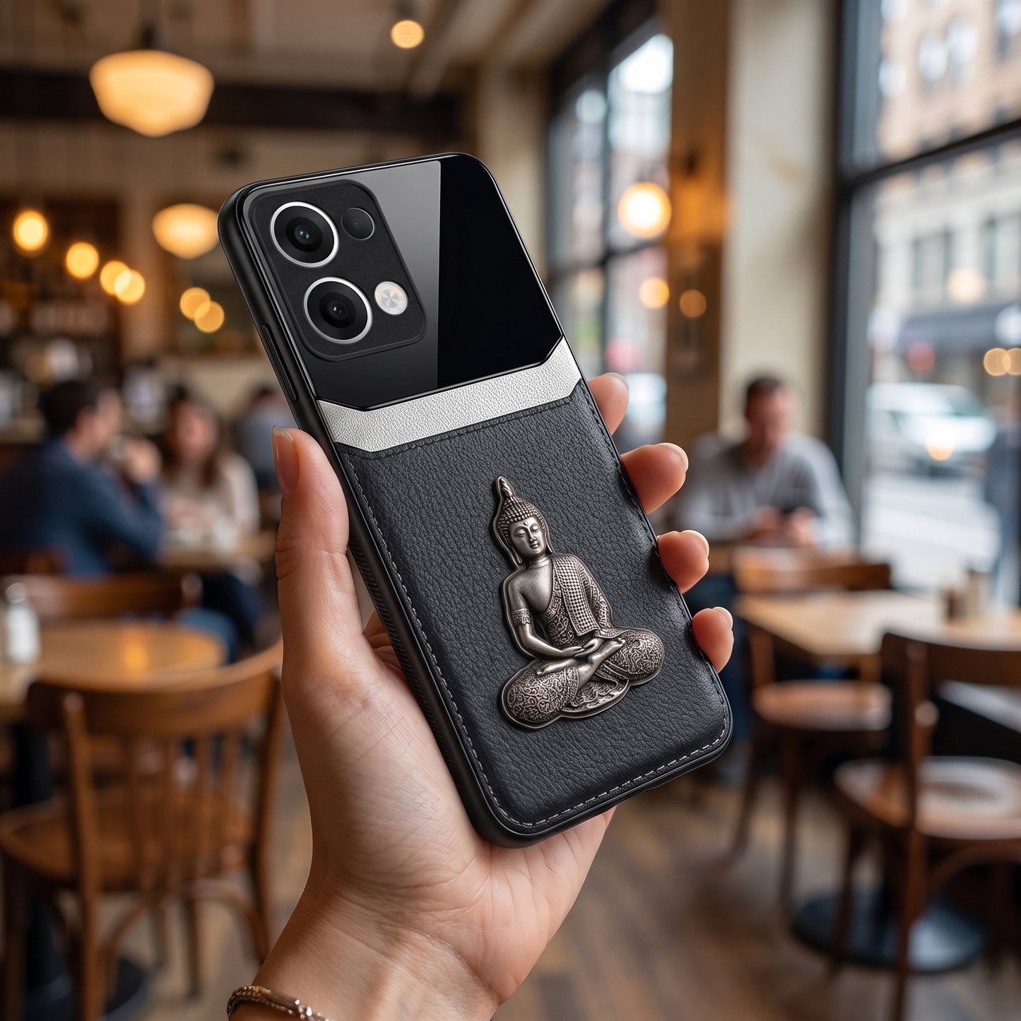 Oppo Reno 13 5G Buddha Spiritual 3D Metal Protective Leather Back Case
