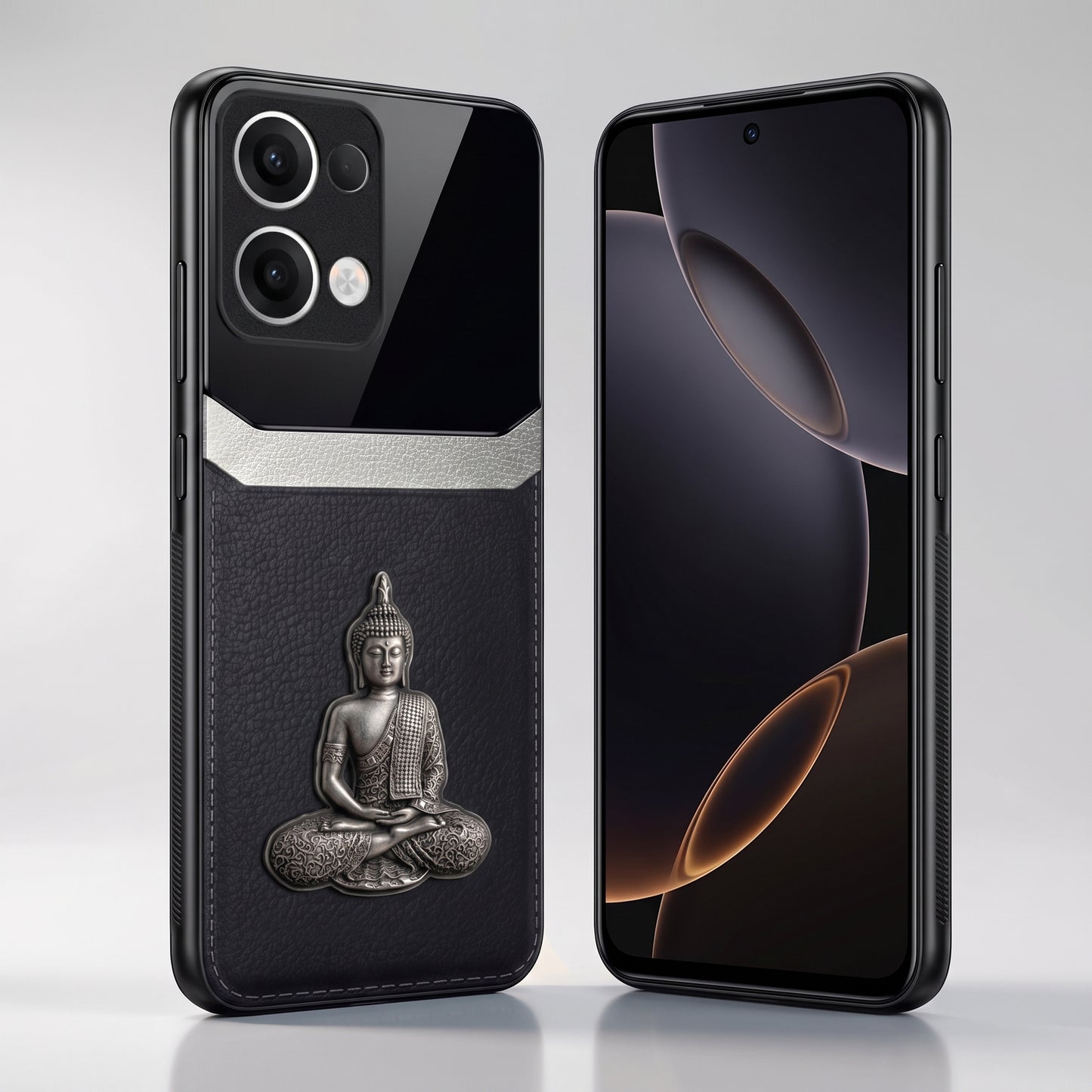 Oppo Reno 13 5G Buddha Spiritual 3D Metal Protective Leather Back Case