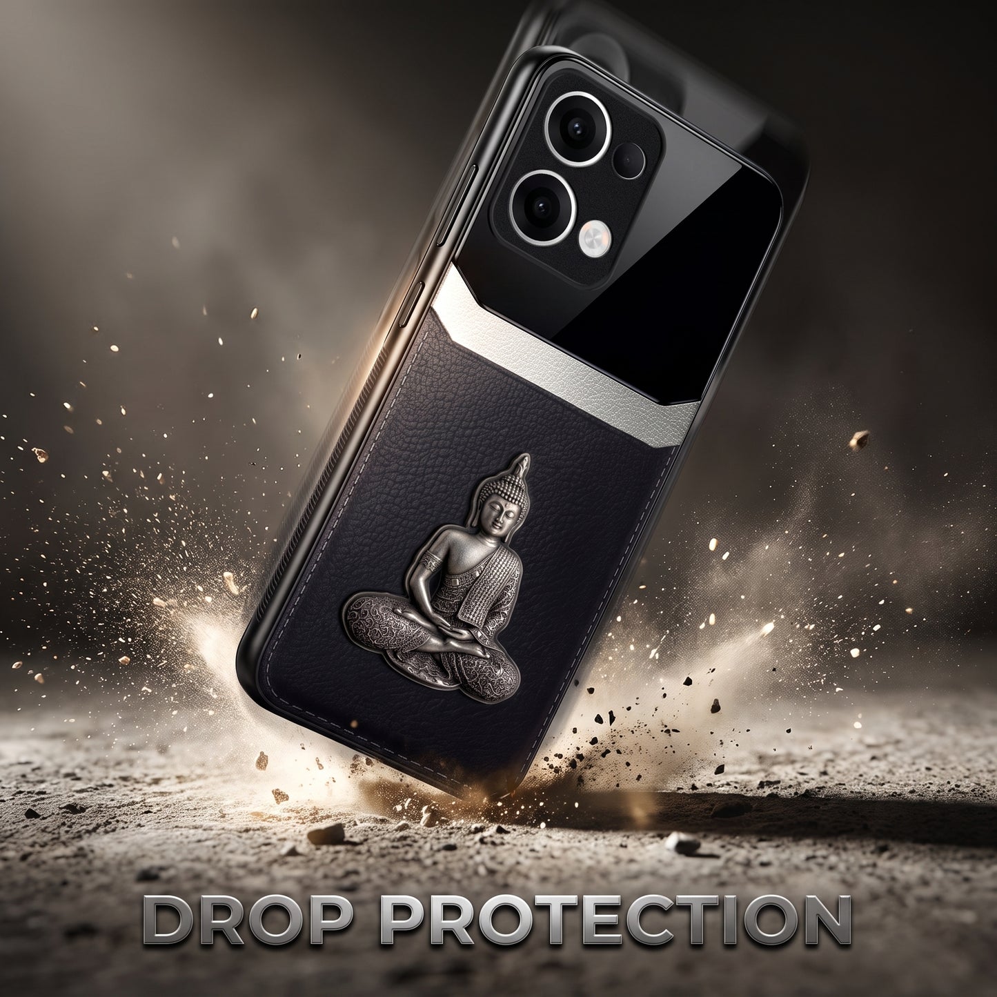 Oppo Reno 13 5G Buddha Spiritual 3D Metal Protective Leather Back Case