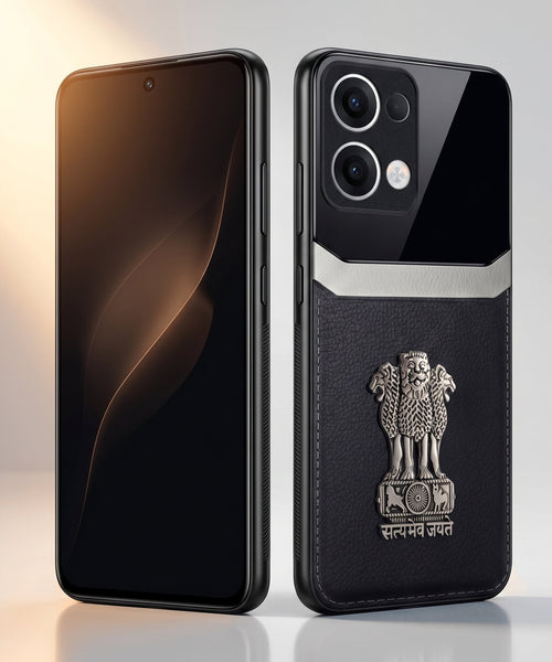 Oppo Reno 13 5G Satyamev Jayate 3D Metal Leather Back Case