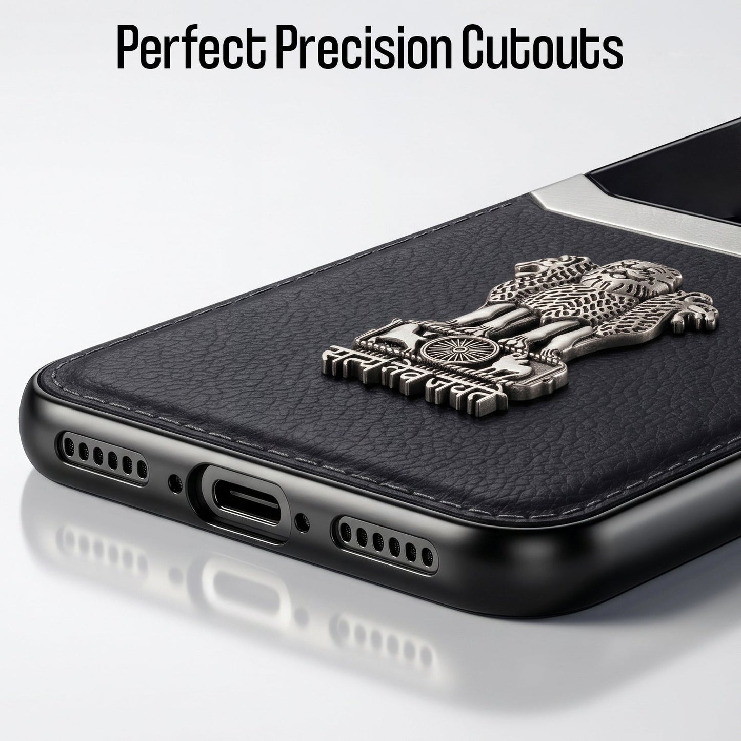 Oppo Reno 13 5G Satyamev Jayate 3D Metal Leather Back Case