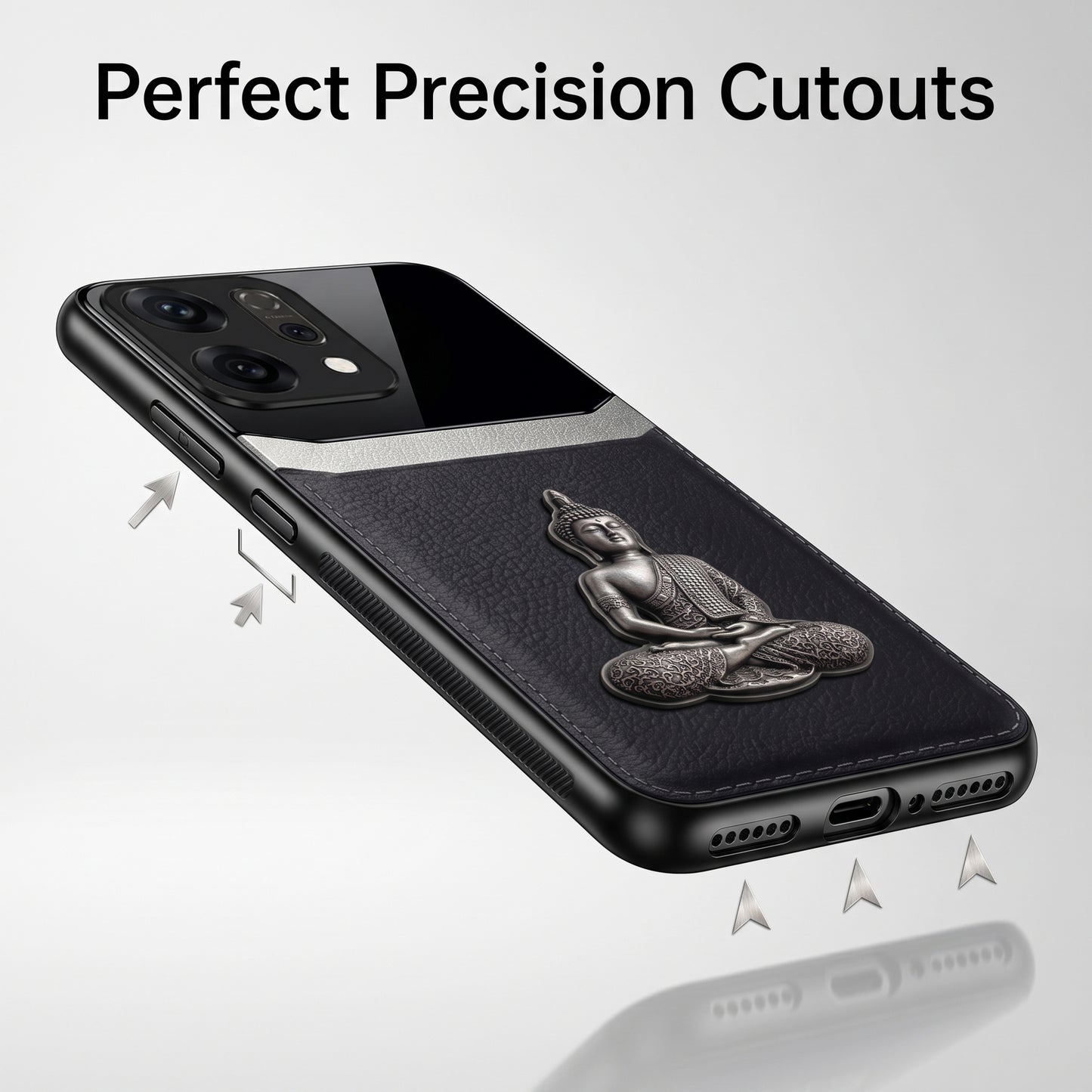 Oppo Reno 14 5G Buddha Spiritual 3D Metal Protective Leather Back Case
