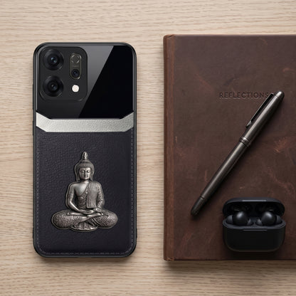 Oppo Reno 14 5G Buddha Spiritual 3D Metal Protective Leather Back Case