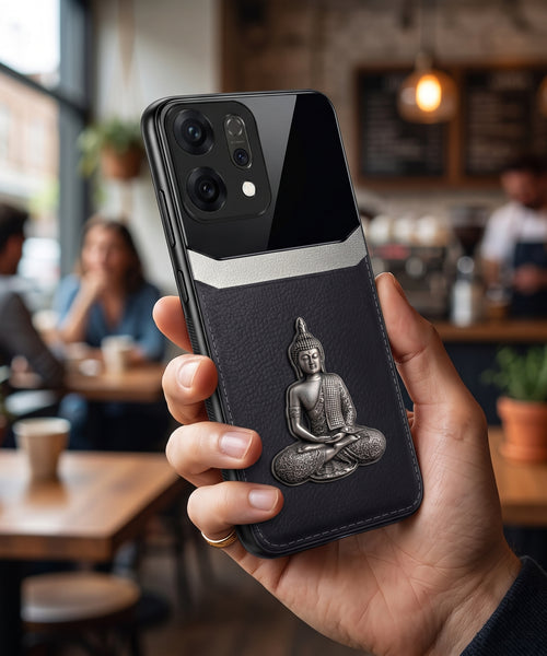 Oppo Reno 14 5G Buddha Spiritual 3D Metal Protective Leather Back Case