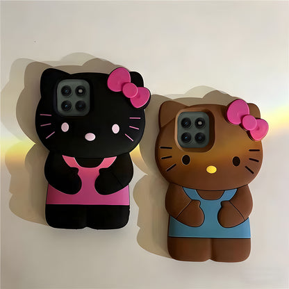 Motorola Edge 60 Pro 5G Cute Kitty 3D Cartoon Soft Silicone Cover