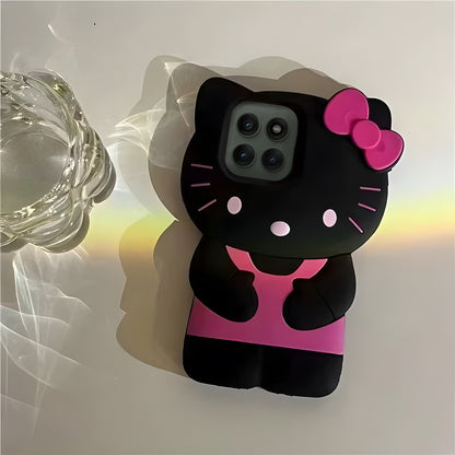 Motorola Edge 60 Pro 5G Cute Kitty 3D Cartoon Soft Silicone Cover