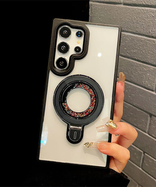 Samsung Galaxy S24/S25 Ultra 5G Transparent Shockproof Case with Sparkling Ring Holder